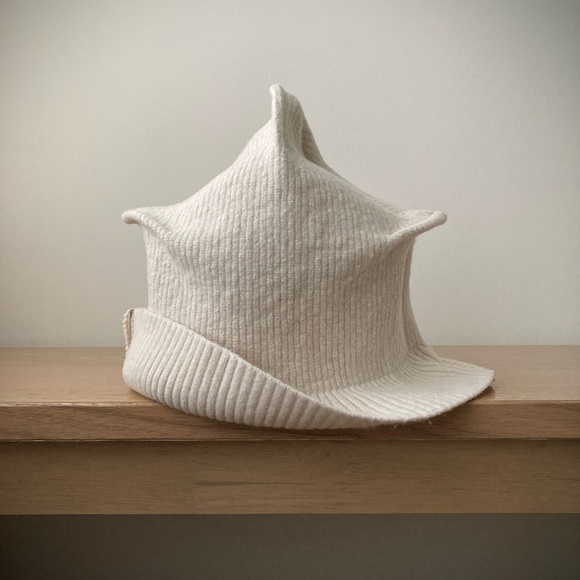 joodito origami crown wool cotton sweater hat ribbed beanie bucket cloche cream - Picture 5 of 11